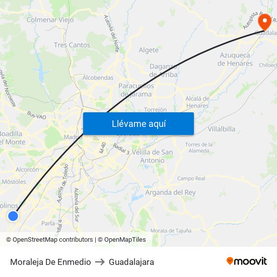 Moraleja De Enmedio to Guadalajara map