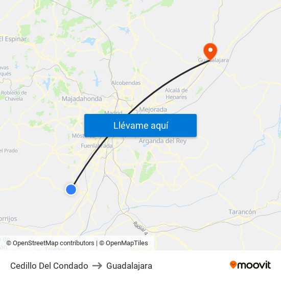 Cedillo Del Condado to Guadalajara map