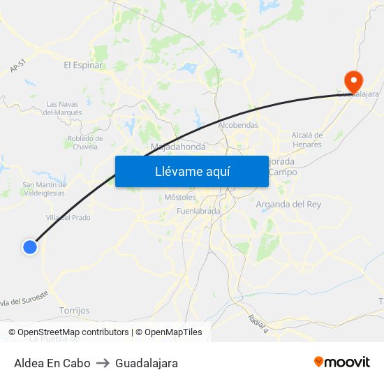 Aldea En Cabo to Guadalajara map