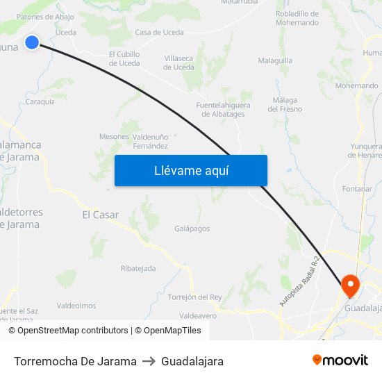 Torremocha De Jarama to Guadalajara map