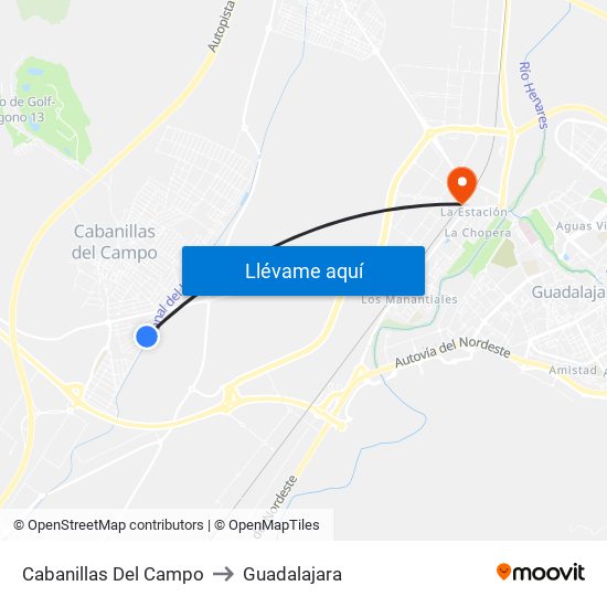 Cabanillas Del Campo to Guadalajara map