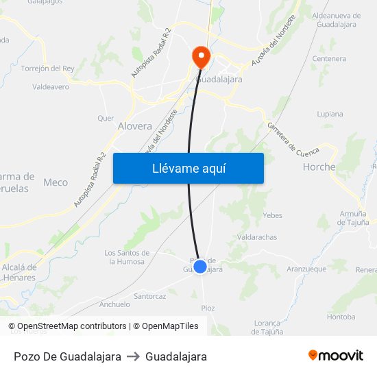 Pozo De Guadalajara to Guadalajara map