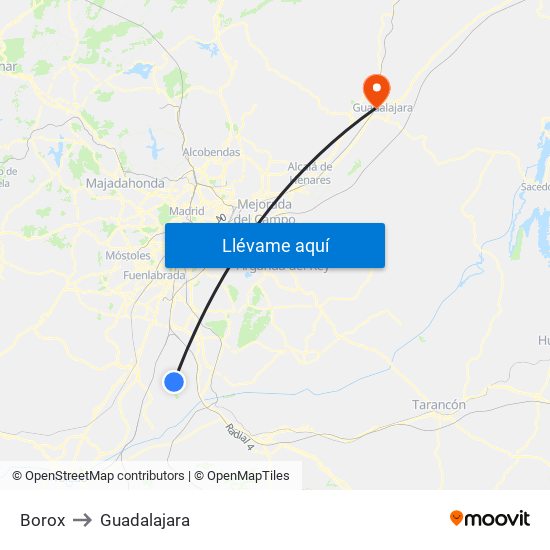 Borox to Guadalajara map