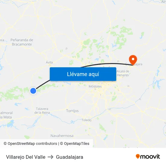 Villarejo Del Valle to Guadalajara map