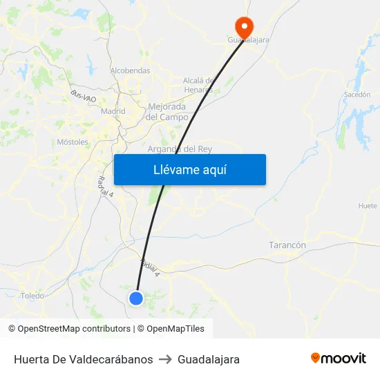 Huerta De Valdecarábanos to Guadalajara map