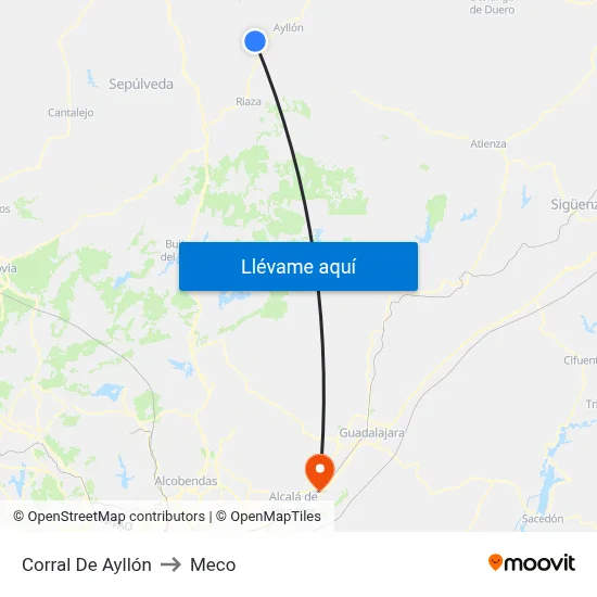 Corral De Ayllón to Meco map