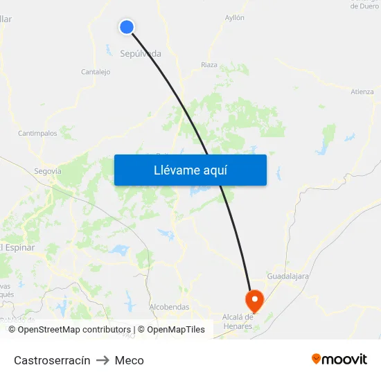 Castroserracín to Meco map