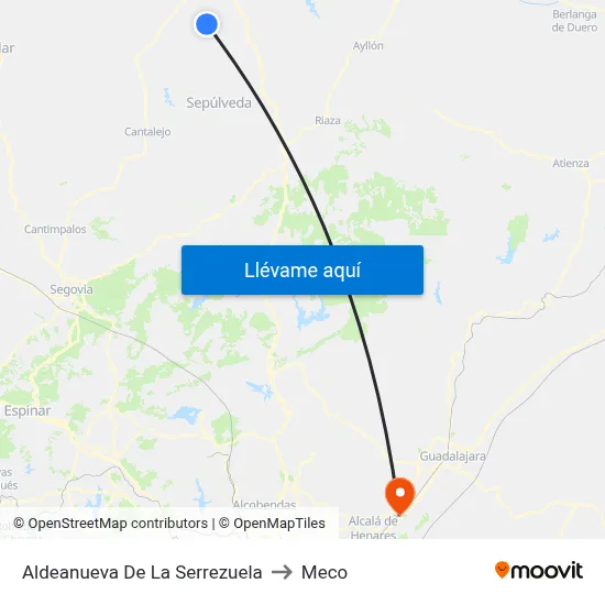 Aldeanueva De La Serrezuela to Meco map