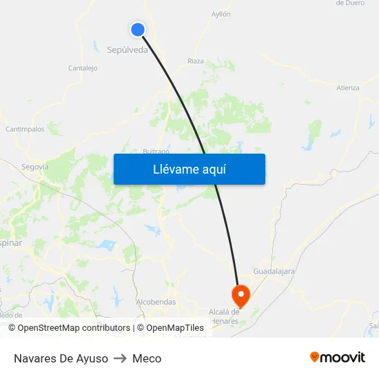 Navares De Ayuso to Meco map