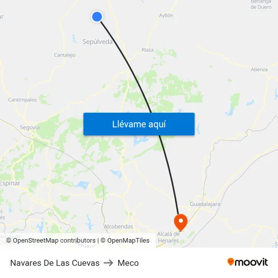 Navares De Las Cuevas to Meco map