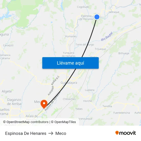 Espinosa De Henares to Meco map