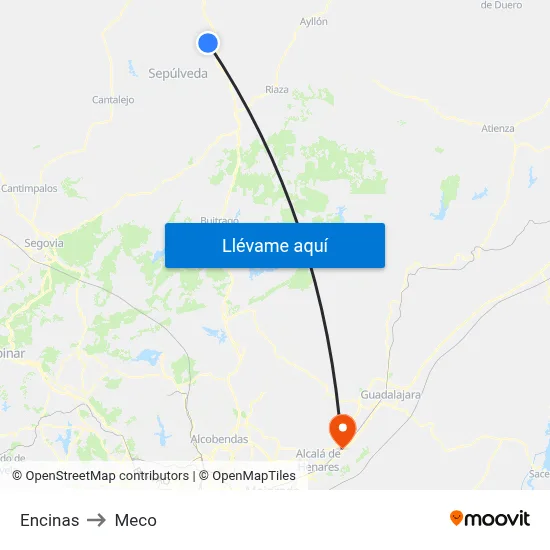 Encinas to Meco map