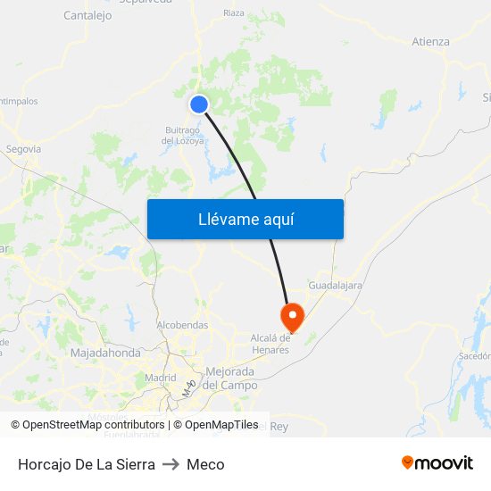 Horcajo De La Sierra to Meco map