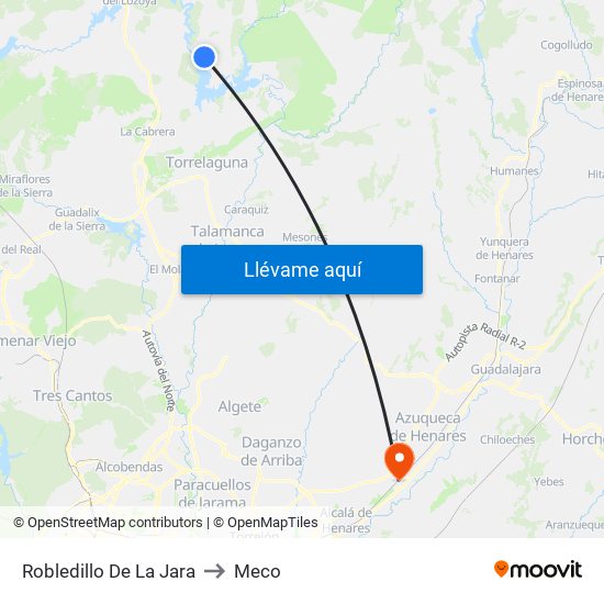 Robledillo De La Jara to Meco map