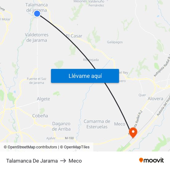 Talamanca De Jarama to Meco map