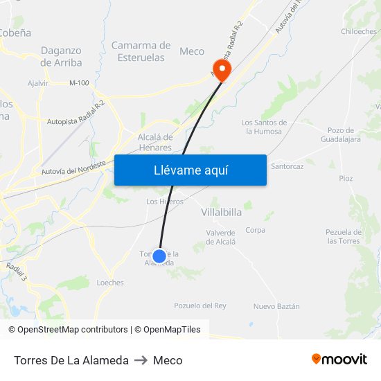 Torres De La Alameda to Meco map
