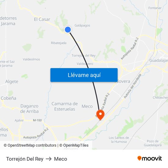 Torrejón Del Rey to Meco map