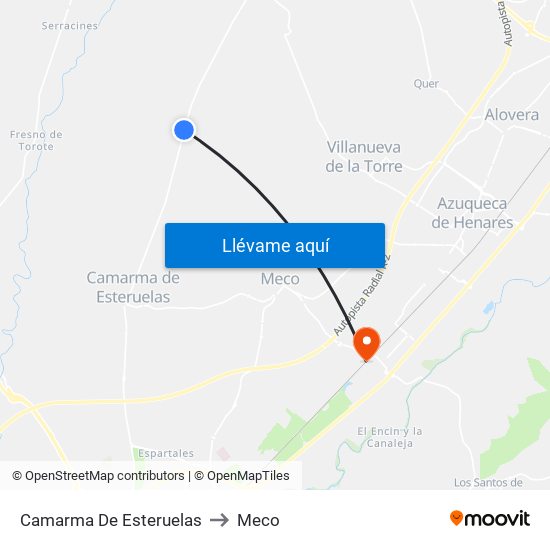 Camarma De Esteruelas to Meco map