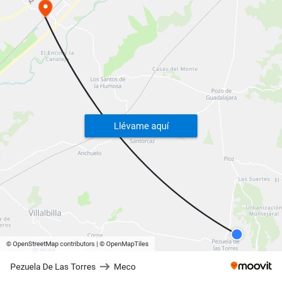 Pezuela De Las Torres to Meco map