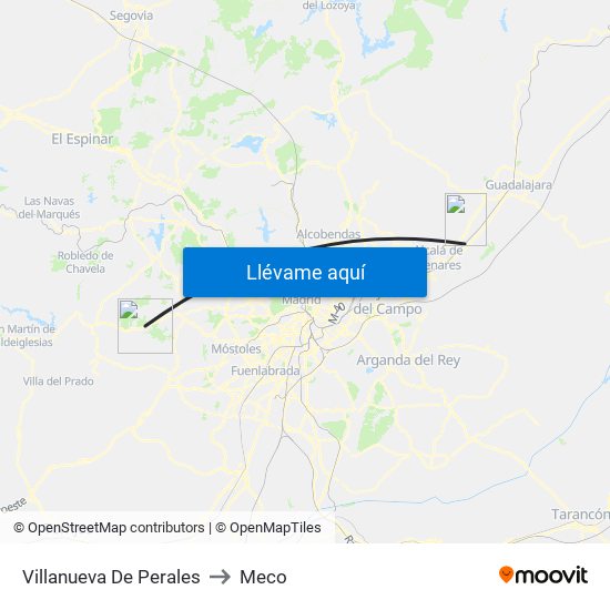 Villanueva De Perales to Meco map