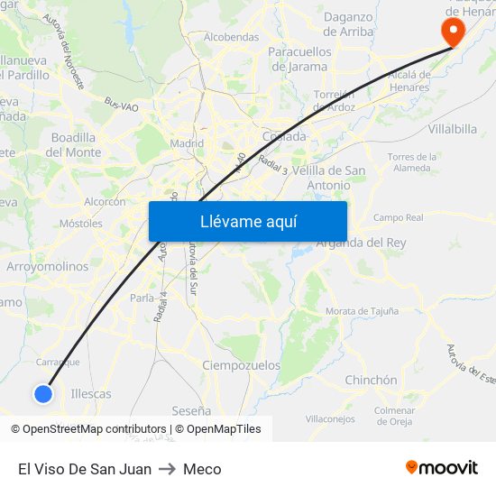 El Viso De San Juan to Meco map