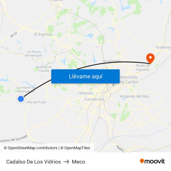 Cadalso De Los Vidrios to Meco map