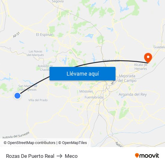 Rozas De Puerto Real to Meco map
