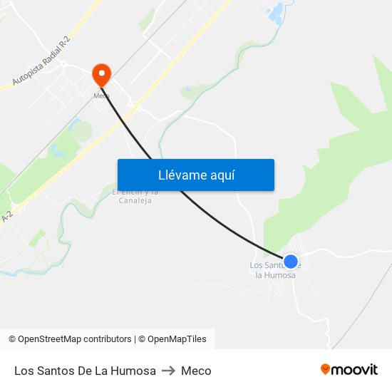 Los Santos De La Humosa to Meco map