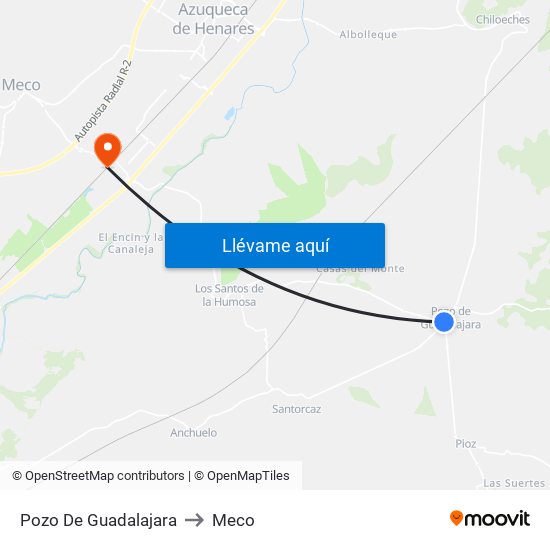 Pozo De Guadalajara to Meco map