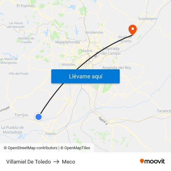 Villamiel De Toledo to Meco map
