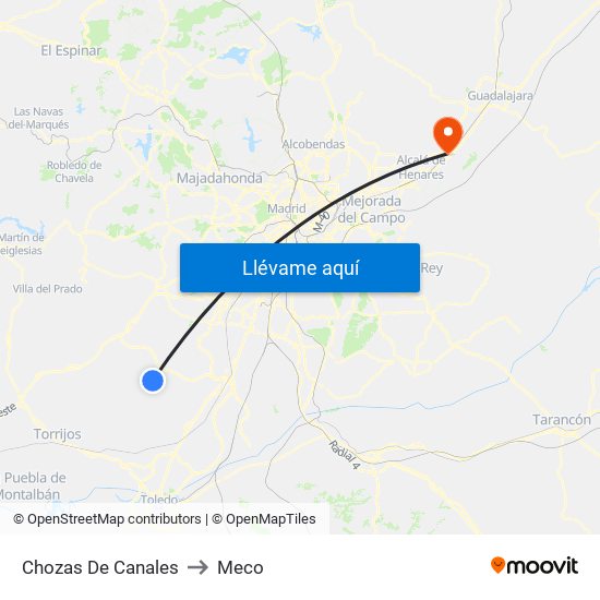 Chozas De Canales to Meco map
