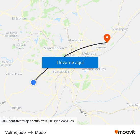 Valmojado to Meco map