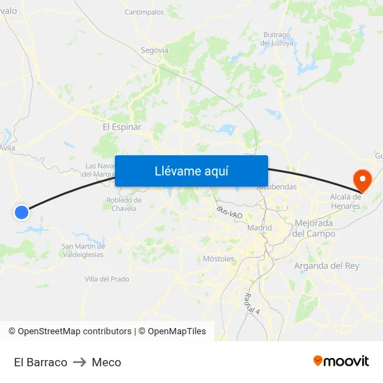 El Barraco to Meco map