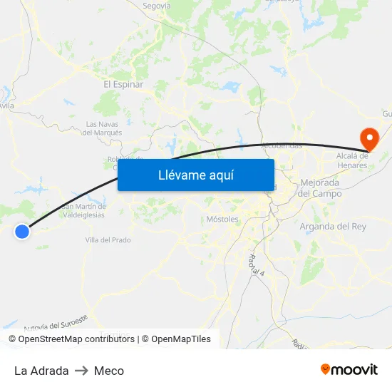 La Adrada to Meco map