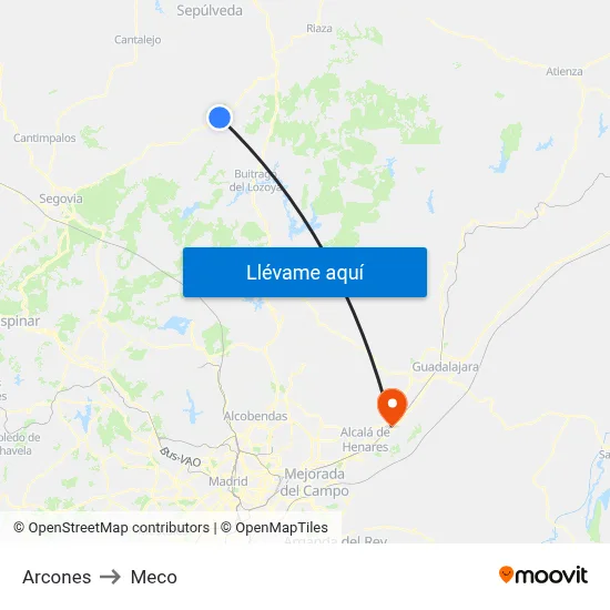Arcones to Meco map