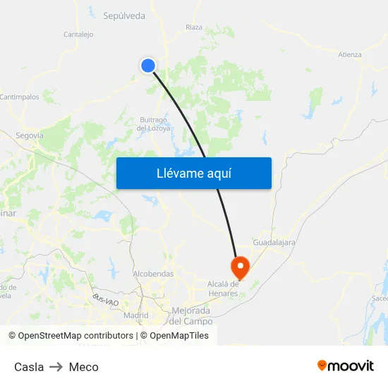 Casla to Meco map
