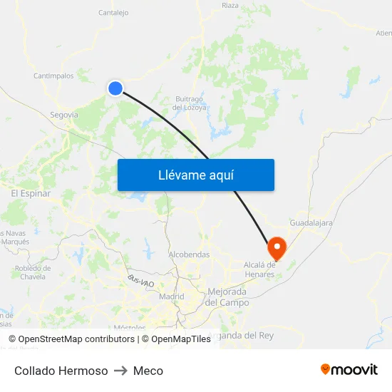 Collado Hermoso to Meco map