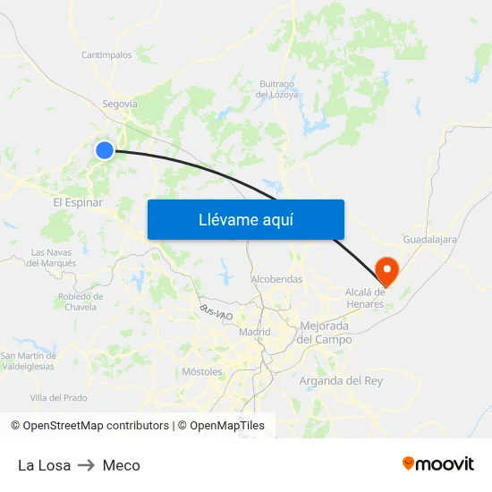 La Losa to Meco map