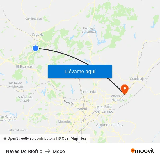 Navas De Riofrío to Meco map