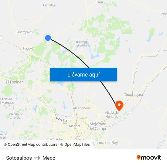 Sotosalbos to Meco map