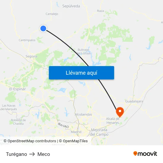 Turégano to Meco map