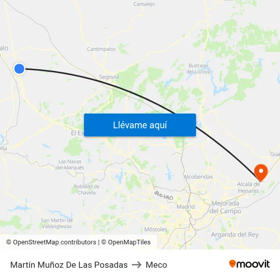 Martín Muñoz De Las Posadas to Meco map