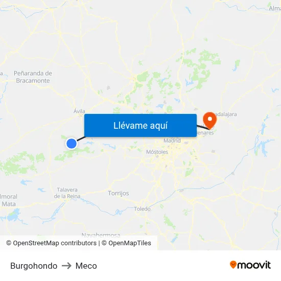 Burgohondo to Meco map