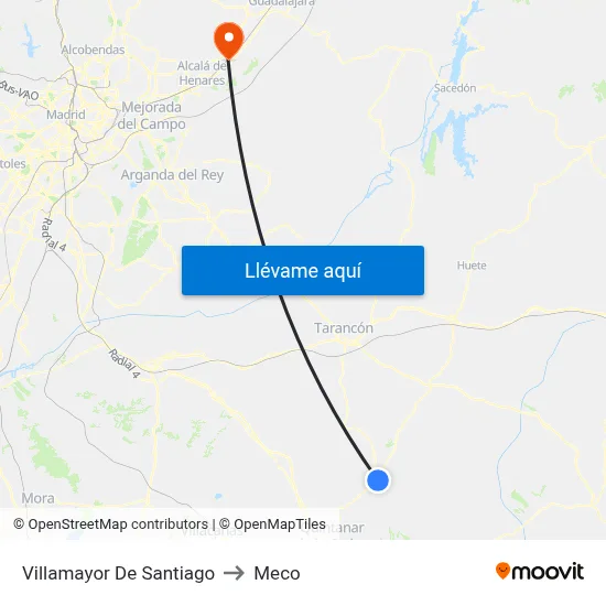 Villamayor De Santiago to Meco map