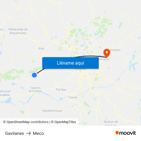 Gavilanes to Meco map