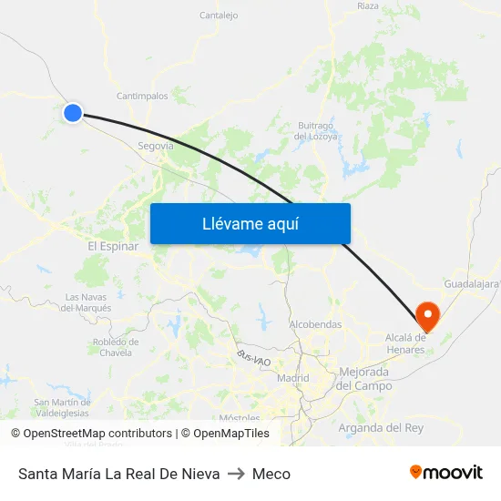 Santa María La Real De Nieva to Meco map