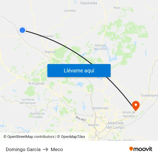Domingo García to Meco map