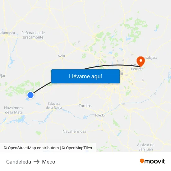 Candeleda to Meco map