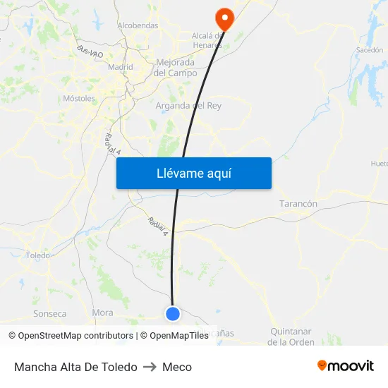 Mancha Alta De Toledo to Meco map