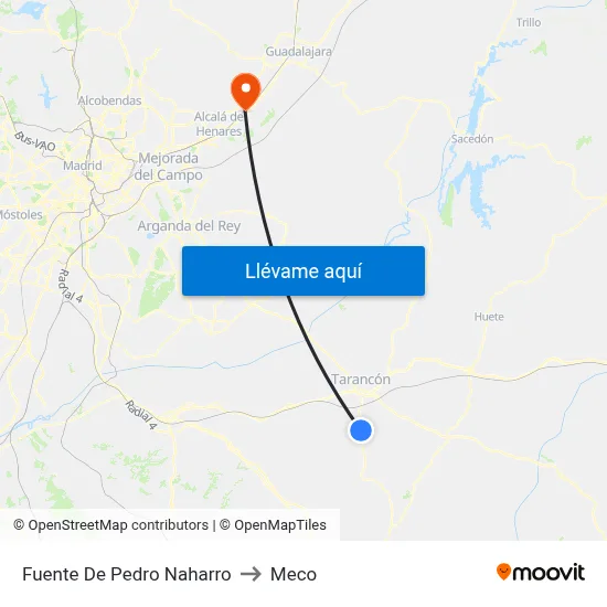 Fuente De Pedro Naharro to Meco map
